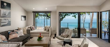 Living room with full ocean views.