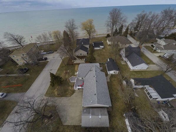 Aerial view towards Lake Huron