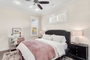 On the first floor you'll also find the master suite. Complete with a luxury King sized mattress, a large attached private bathroom, and a giant closet. 