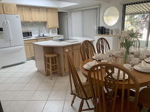 Fully stocked kitchen with island