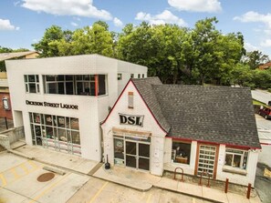 Our place is the patio + condo located directly on top of Dickson Street Liquor, downtowns most beloved shop for spirits, beer, and wines.