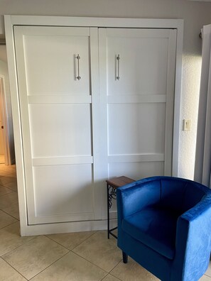 Murphy bed with comfortable queen mattress