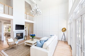 Living room with vaulted ceilings