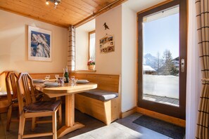 Dining area with a Mont Blanc view