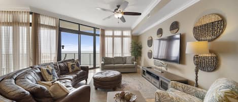 Living Room in floor to ceiling windows