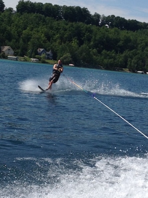 Watersports are great on Clam Lake, not as choppy as Torch!