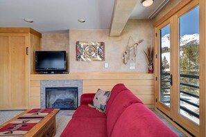 Fireplace and views of Lone Peak