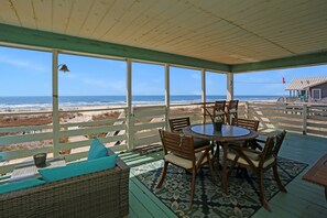 Gulf Front Deck View with Great Dining & Lounging Space