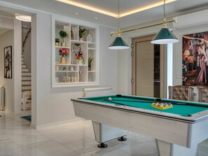 Billiard Room, Billiard Table, Property, Sports Equipment, Billiards, Table, Wood, Pool, Interior Design