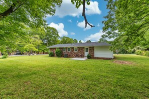 Exterior view of the backyard.