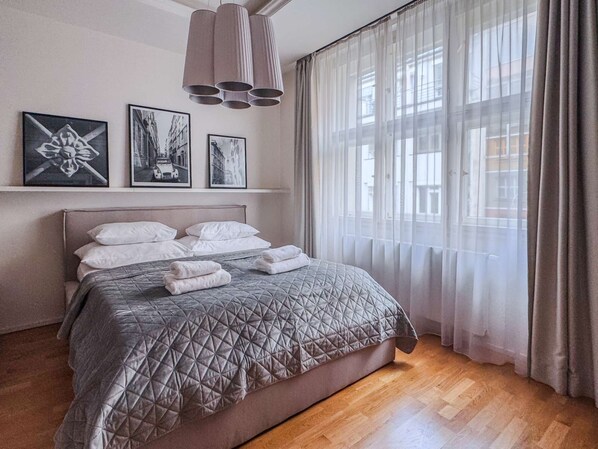 Bedroom with a street view