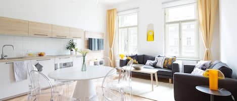 Dining room with lived in kitchen