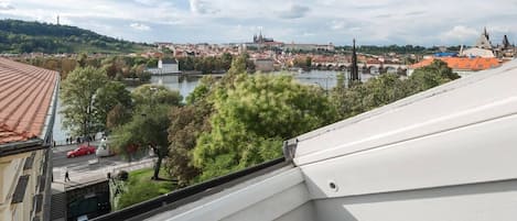 The view of Prague castle, Charles bridge, Kampa gallery, Petrin hill and basically entire Prague from the apartment...