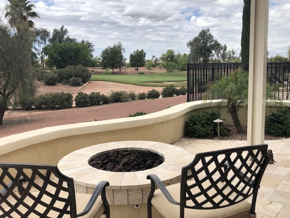 Firepit with view of 9th hole