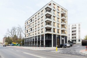 The building's surroundings. 