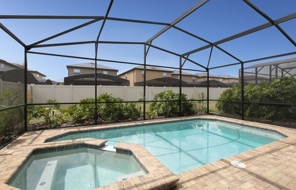 Splash into your very own pool or relax inside the SPA