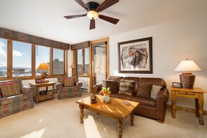 Sleeper sofa and balcony access