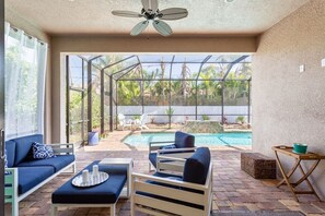 Relax at your private oasis with your heated saltwater pool .
