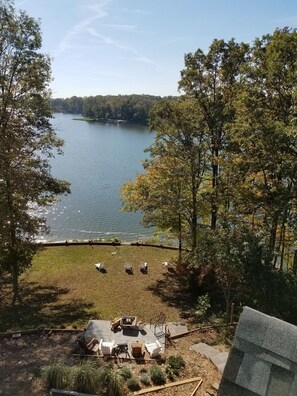 Overhead lake & yard view