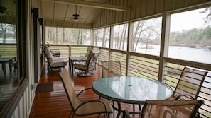 Screened porch in winter