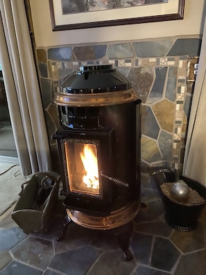 Pellet Stove in Main living/dining area