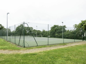 Complexe Sportif, Net, Court De Tennis, Herbe, Clôture, -Link Escrime Chain, Lot Terre, Escrime Wire, Arbre, Engrener