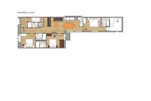 Actual plan showing furniture and room location.