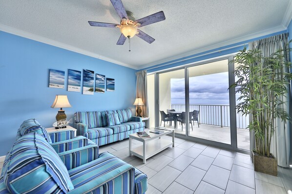 Gulf front living room.