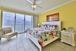 Master bedroom with a king size bed.