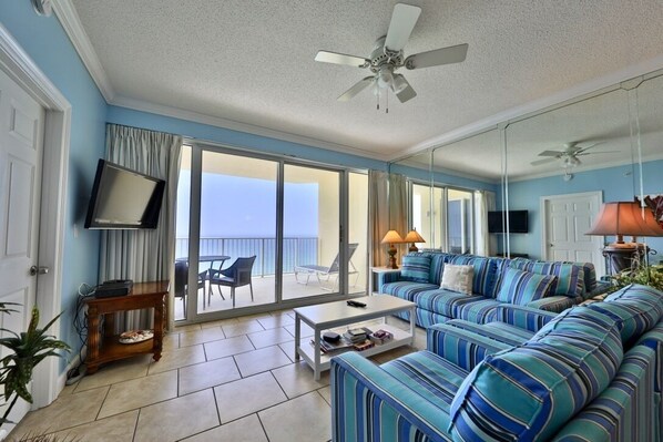 Gulf front living room.