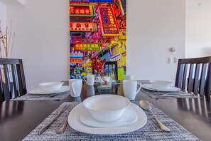 Well-equipped dining room with everything you need