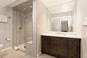 This master bathroom has a beautiful walk-in shower.