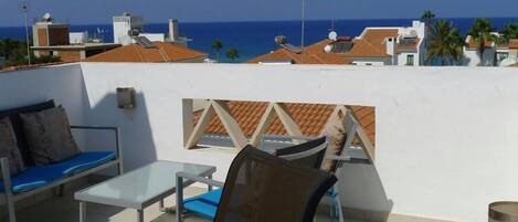 Roof top terrace with sea views..