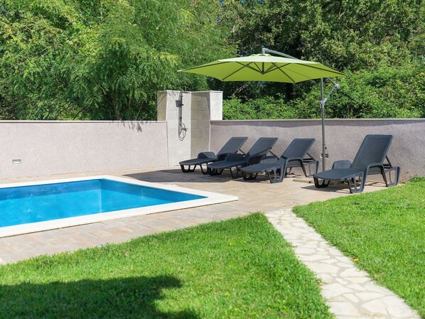 Property, Plant, Shade, Swimming Pool, Water, Outdoor Furniture, Land Lot, Rectangle, Tree, Grass