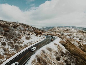 The drive to the cabin in winter