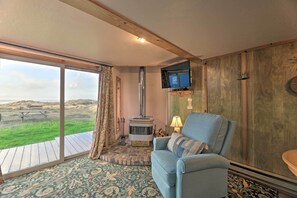 Living Room | Flat-Screen TV | Wood-Burning Stove