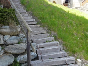 Plant, Grass, Bedrock, Wall, Groundcover, Shrub, Stairs, Wood, Landscape, Stone Wall