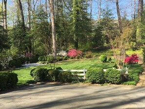 Large parking area and nice garden to enjoy.