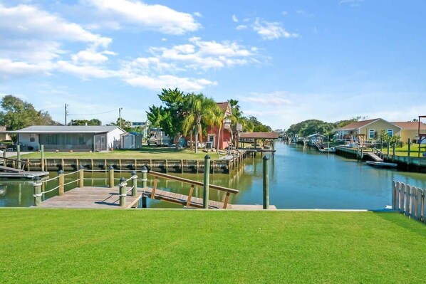 Right on the canal with views of our brand new dock!