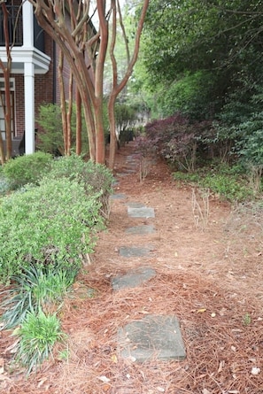 Private path for shorter walk, top of property closest to square on first road