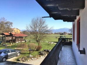 Ferienwohnung 6 mit Süd-Ostbalkon-Balkon mit Aussicht auf die Chiemgauer Berge