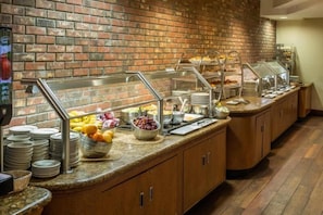 On-site restaurant and breakfast buffet for a fee