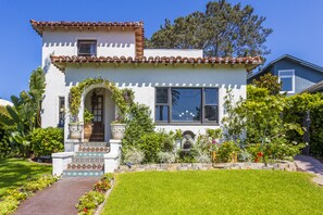 front of main house and beautiful front yard garden