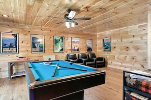 Pool table and theater area