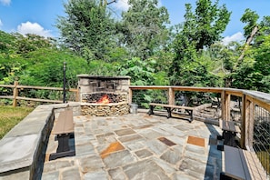 Spacious firepit area for enjoying cool evenings