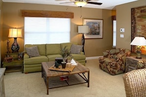 Living area with window to the west.  Only in the corner units!