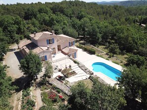 Vue d'ensemble aérienne côté jardin, sud