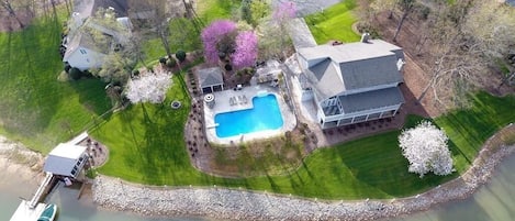 Huge Waterfront Home w/ Private Heated Pool, Pool House + Screened Boat House