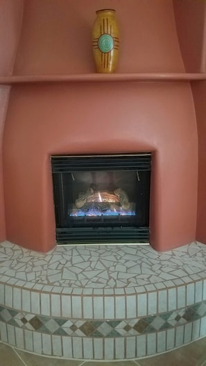 Living room gas fireplace