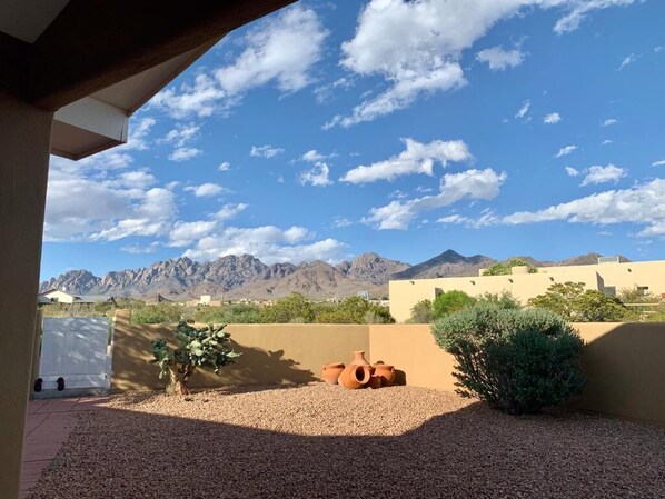 View of the Organ Mountains from side patio